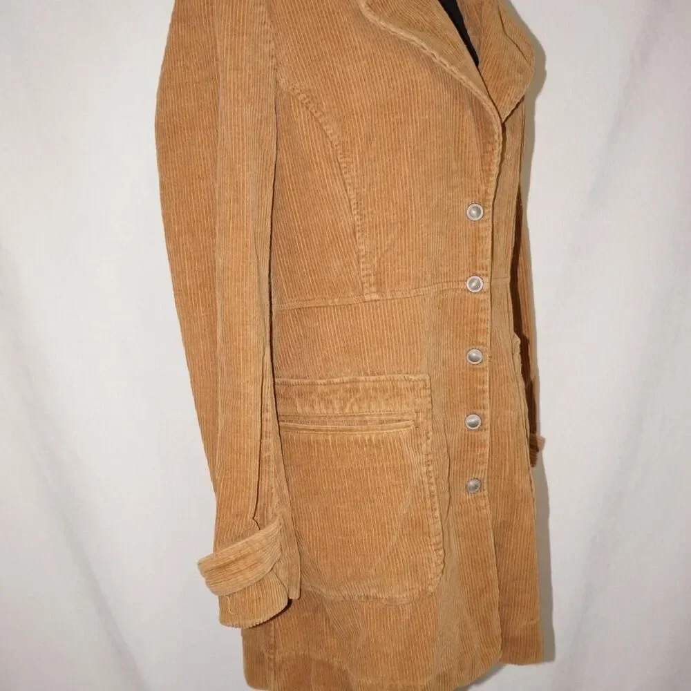 Corduroy Free People Button Up Jacket with a Removable Fur Collar - Picture 6 of 11